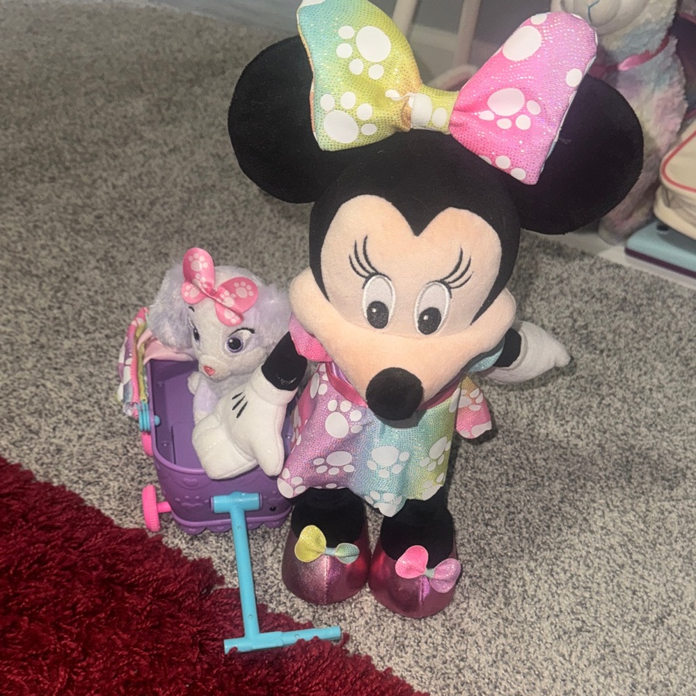 Disney Minnie Mouse Plush with Multicolor Bow and Dress